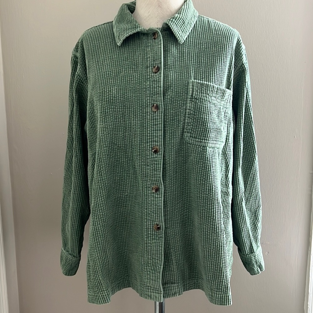 L.L. Bean Textured Sage Button Down Shirt